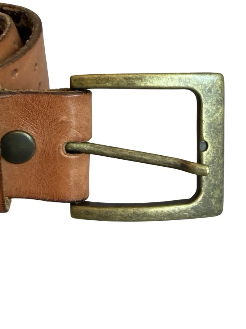 100% Leather Brown Belt Perforated Hole Detail Versatile Everyday Luxury